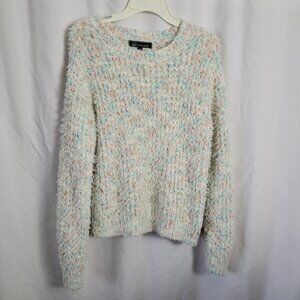 Loramendi Eyelash Sweater Large vtg pastels cozy chic glam textured BOHO knit